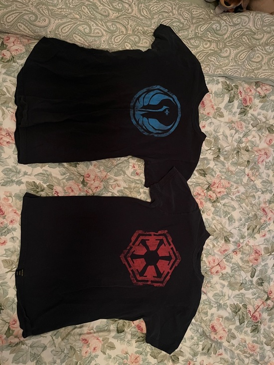 Star Wars Tops - Two Star Wars Black T-Shirts with Blue Jedi and Red Imperial Logos